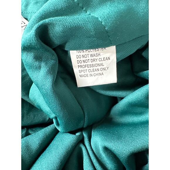 Ieena for Mac Duggal Dress Sequined Long Sleeve Open Back Ruched Green NWT 4 - Picture 8 of 10